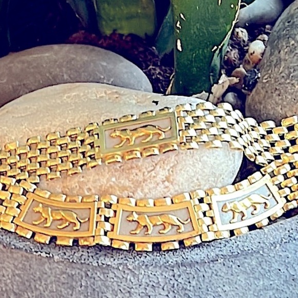 Panther 14k gold necklace 3 panthers - Picture 13 of 13